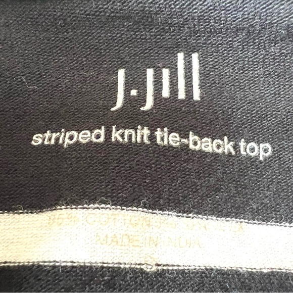 J. Jill Striped Knit Tie Back Black & White Top Womens Medium - Picture 12 of 12